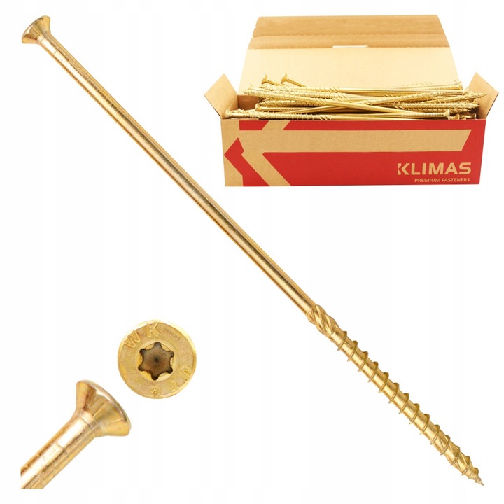 Konštrukčná skrutka do dreva 8 × 380 mm so zápustnou hlavou TX40 Klimas WKCS